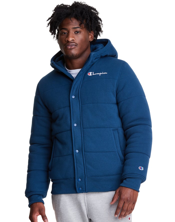 Champion Mens Jackets NZ - Reverse Weave Puffer Blue ( 5723-NOZFY )